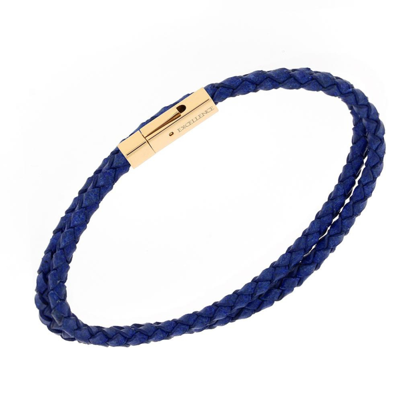 Bracelet en cuir bleu clair