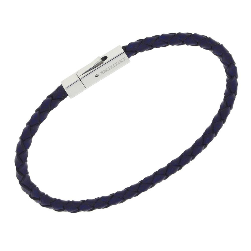 Bracelet en cuir bleu foncé