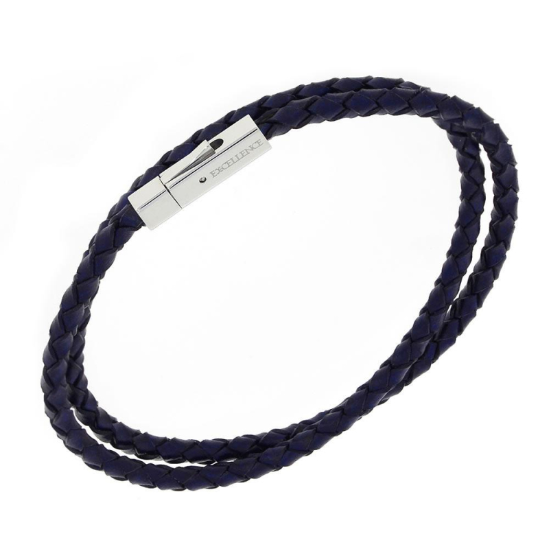 Bracelet en cuir bleu foncé