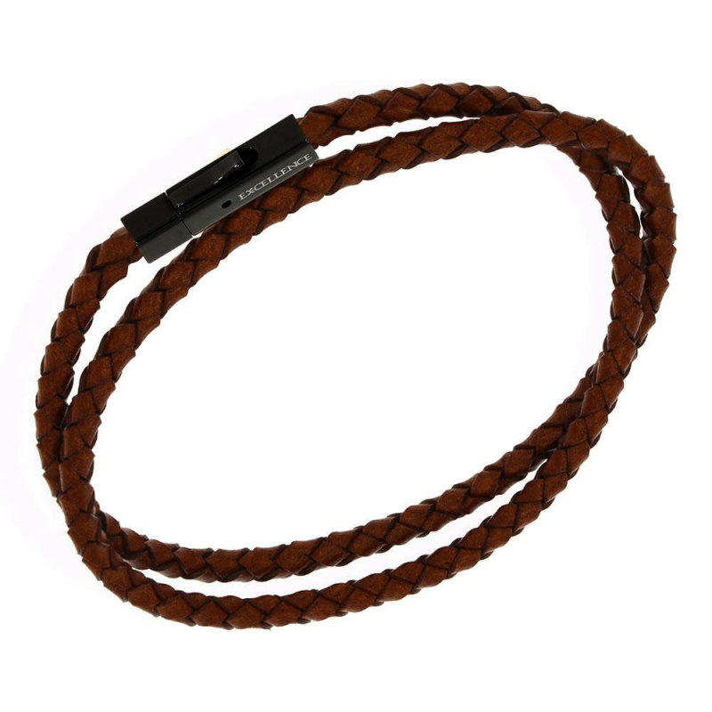 Bracelet Excellence Cuir Tressé & Acier 316L BL