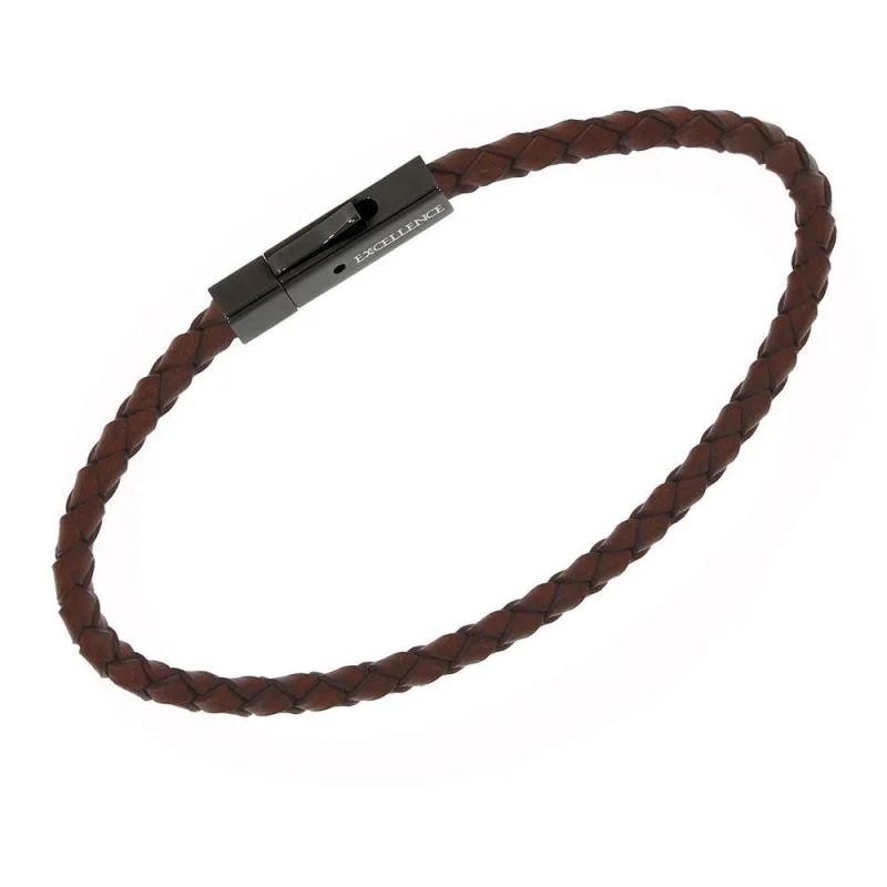 Bracelet Excellence Cuir Tressé & Acier 316L BL Bracelet Excellence Cuir Tressé & Acier 316L BL