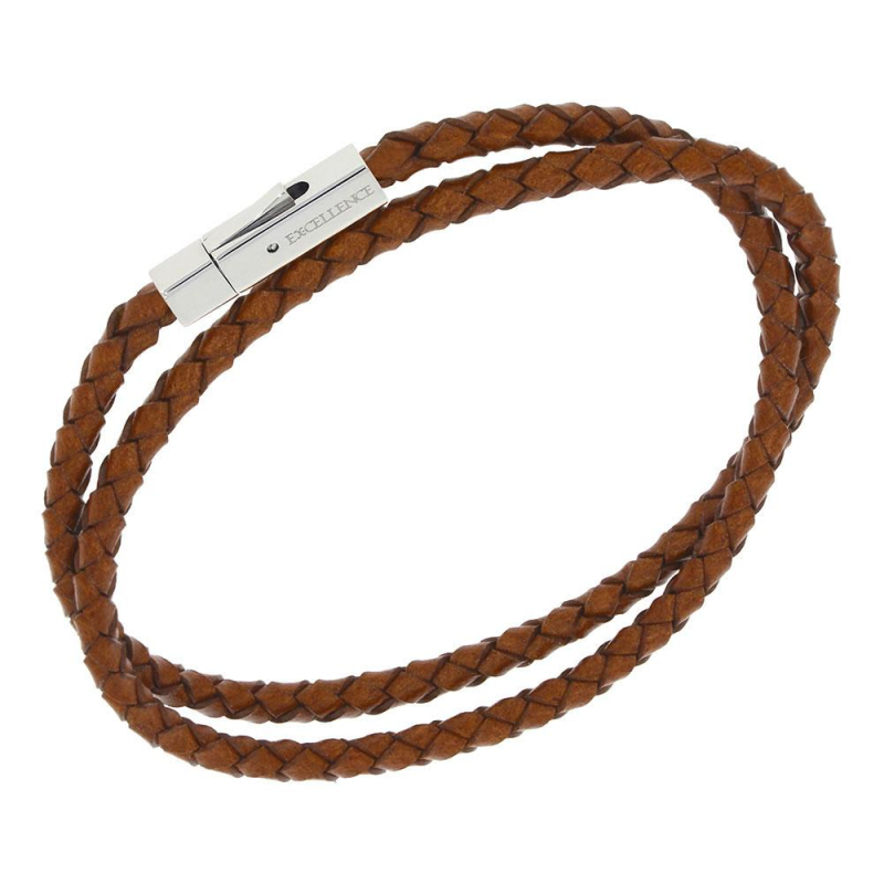 Bracelet Excellence Cuir Tressé & Acier 316L