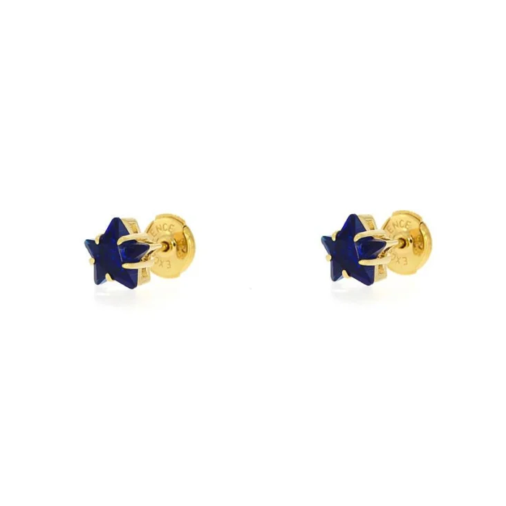 Puces d'Oreilles étoile Excellence Plaqué Or 18K 3Mic
