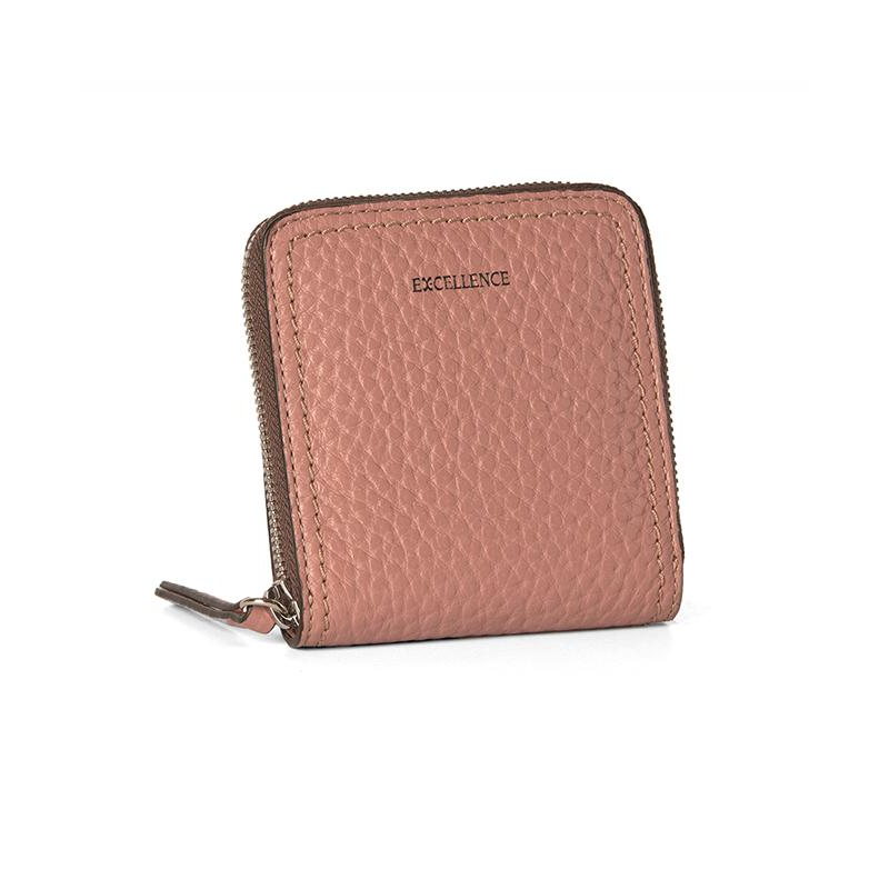 portefeuille Excellence en Cuir de vachette grainé Italien rose