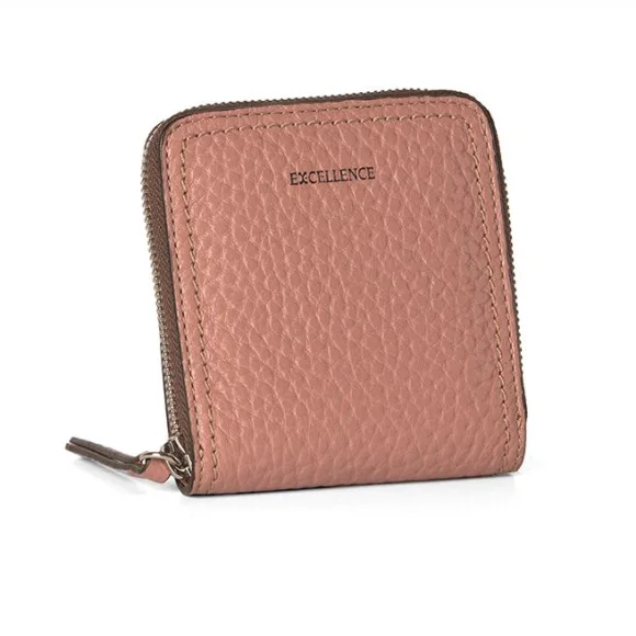 portefeuille Excellence en Cuir de vachette grainé Italien rose