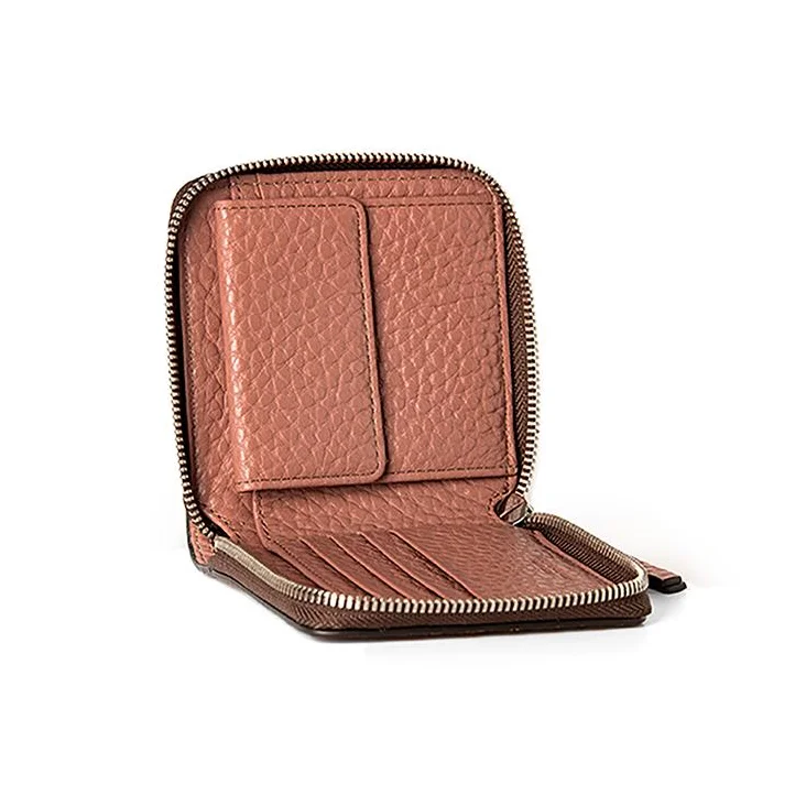 portefeuille Excellence en Cuir de vachette grainé Italien rose 2