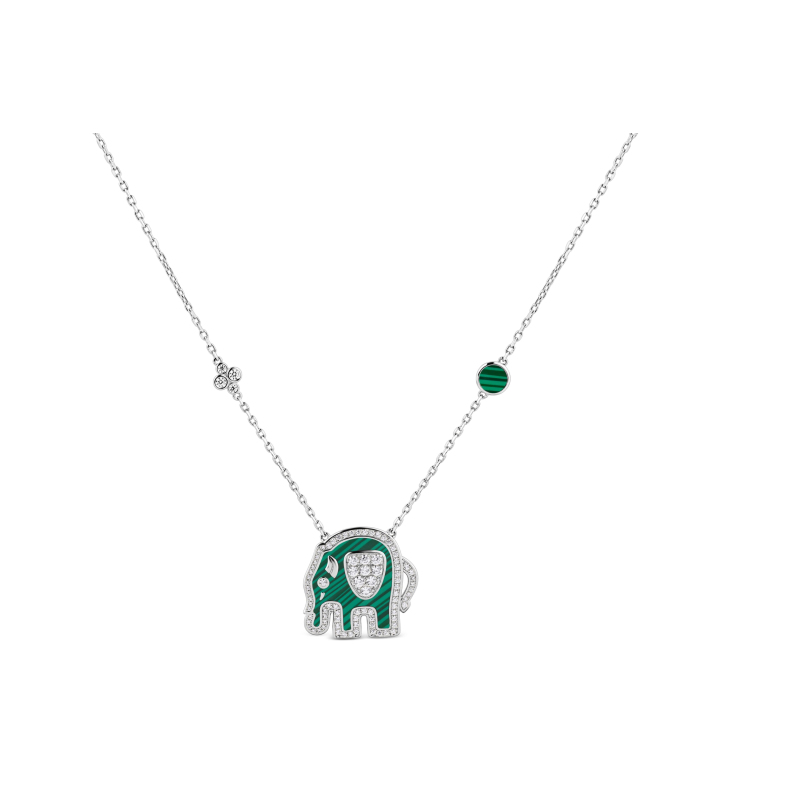 Collier Éléphant Excellence Argent 925 Rh & MLK