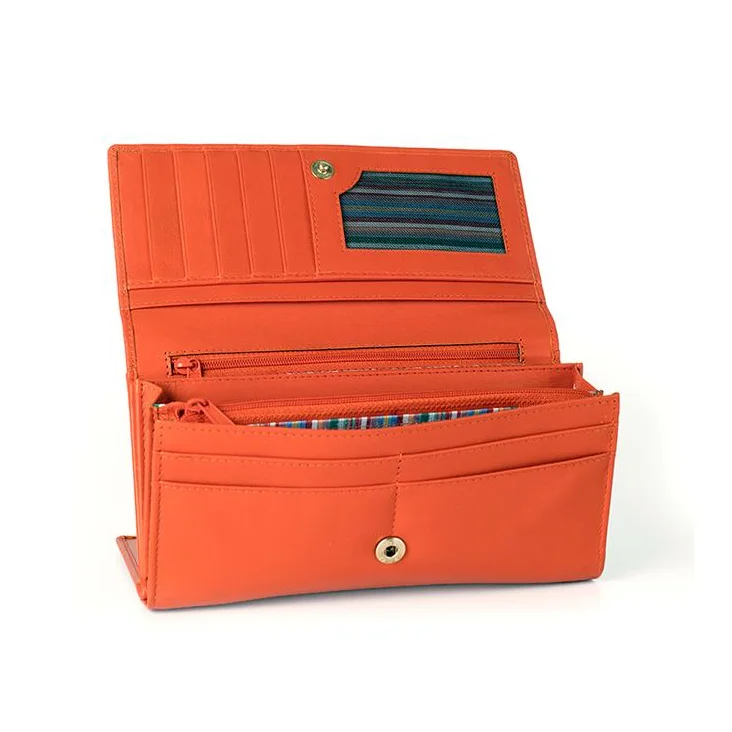 Portefeuille Excellence en Cuir de veau Italien orange 2