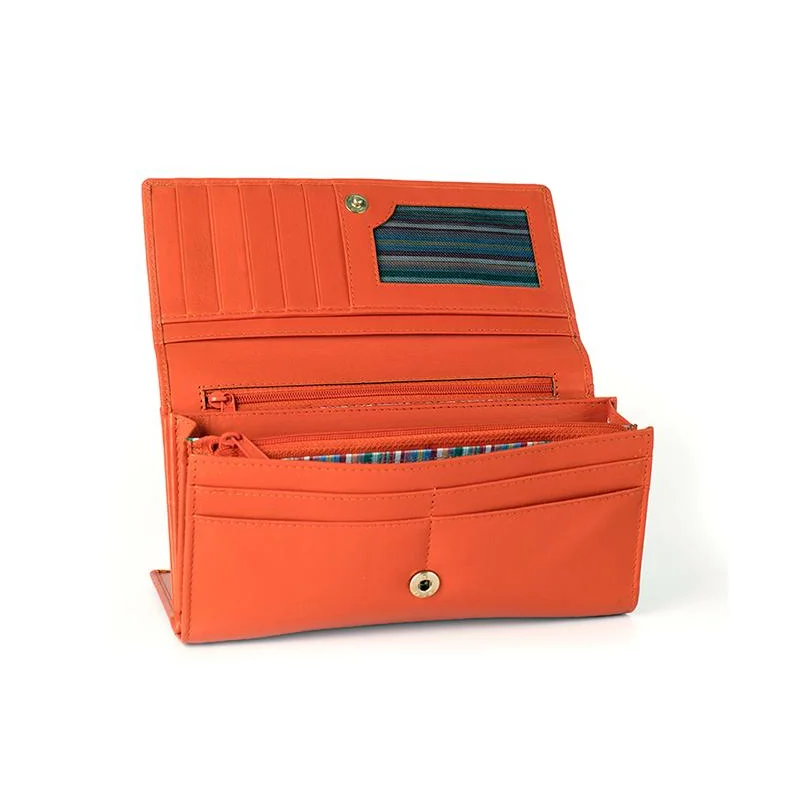 Portefeuilles Excellence en Cuir de veau Italien orange