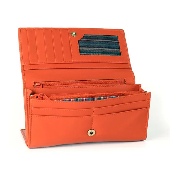 Portefeuilles Excellence en Cuir de veau Italien orange