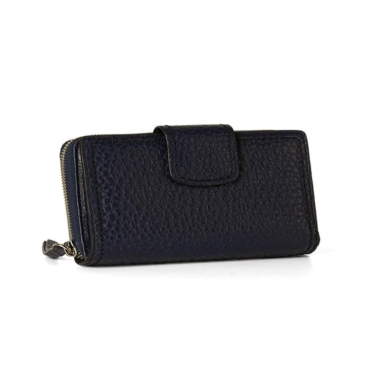 Portefeuilles Excellence en Cuir de vachette grainé Italien bleu