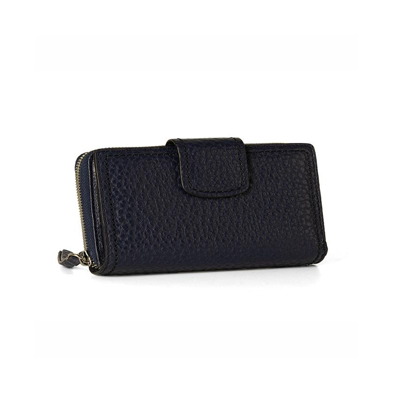 Portefeuilles Excellence en Cuir de vachette grainé Italien bleu