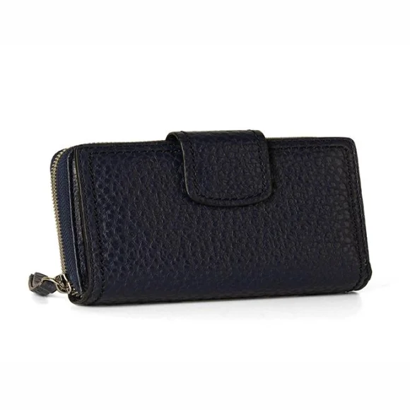 Portefeuilles Excellence en Cuir de vachette grainé Italien bleu