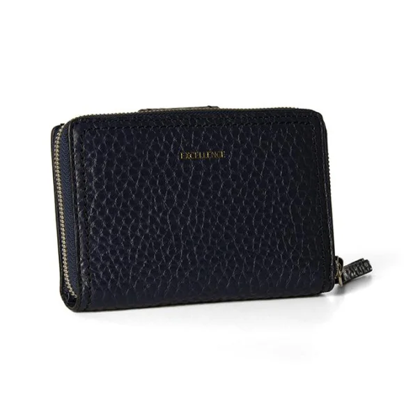 Portefeuilles Excellence en Cuir de vachette grainé Italien bleu