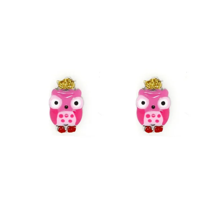 Puces d'Oreilles d'Oreilles Hibous Excellence Argent 925 Rh