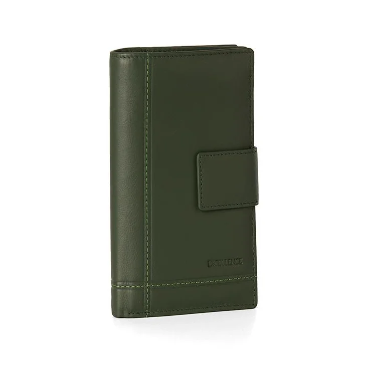 Portefeuilles Excellence en Cuir de veau Italien vert olive