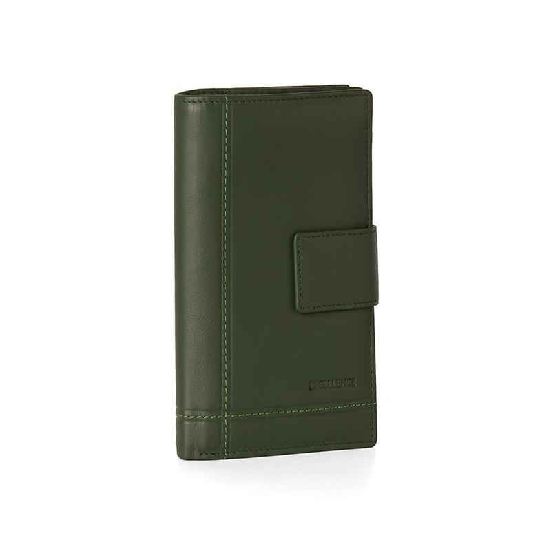 Portefeuilles Excellence en Cuir de veau Italien vert olive
