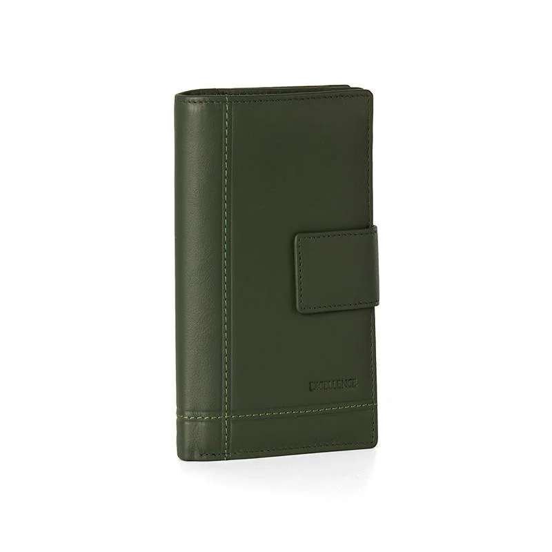 Portefeuilles Excellence en Cuir de veau Italien vert olive