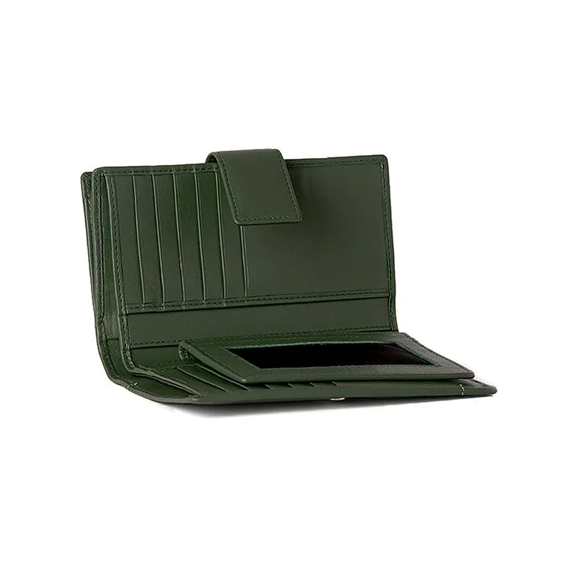 Portefeuilles Excellence en Cuir de veau Italien vert olive