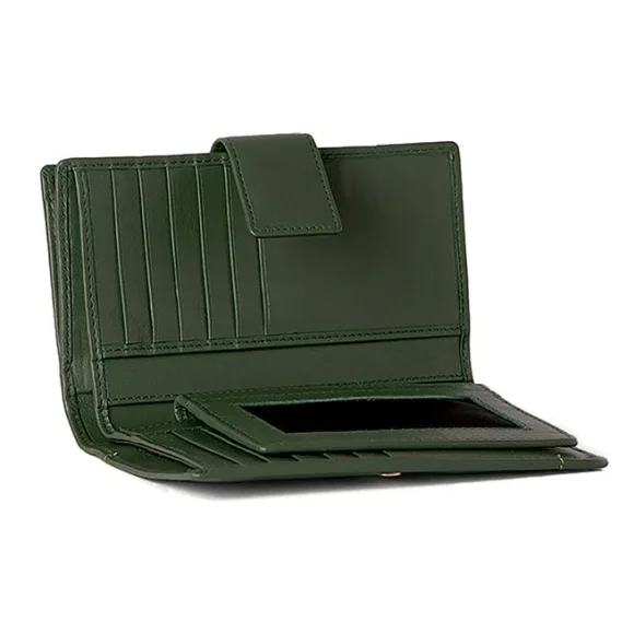 Portefeuilles Excellence en Cuir de veau Italien vert olive