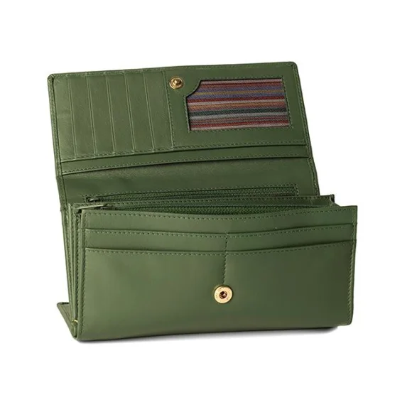 Portefeuilles Excellence en Cuir de veau Italien vert olive