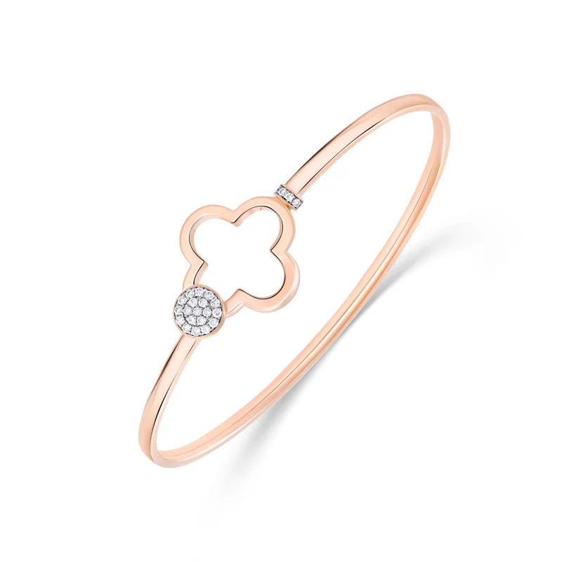 Bracelet Jonc trèfle Excellence Or rose 750/1000 & Diamants Bracelet Jonc trèfle Excellence Or rose 750/1000 & Diamants
