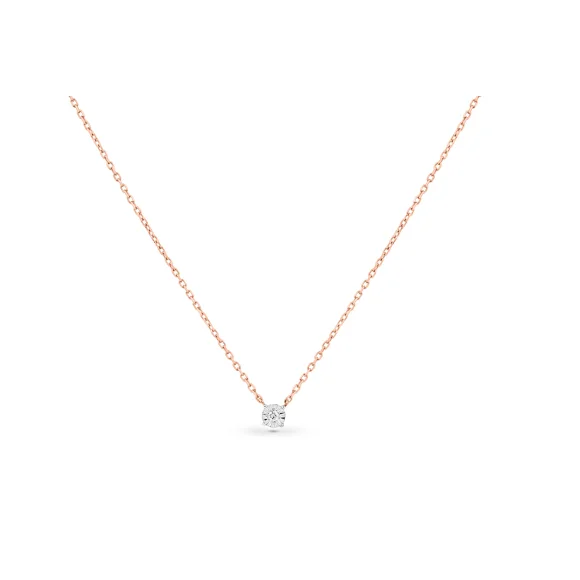Collier Solitaire Excellence Or rose 750/1000