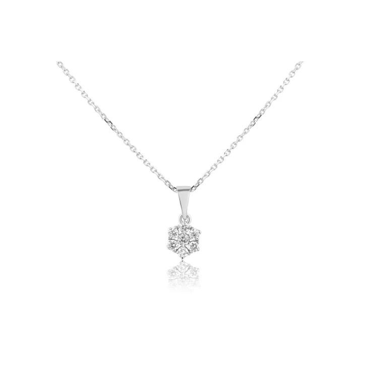 Pendentif marguerite Excellence Or gris 750/1000 & Diamants