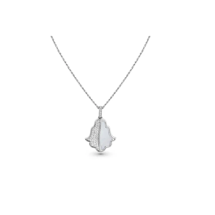 Pendentif Khmissa Excellence Or gris 750/1000 & MOP 2
