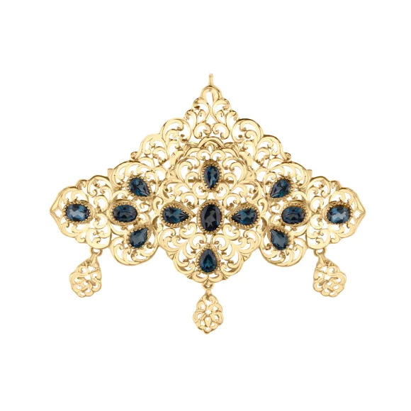 Broche Excellence Or jaune 18K & topaze bleu