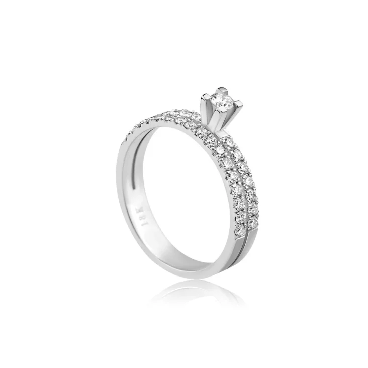 Solitaire & Alliance Excellence Or Gris 750/1000 & Diamants 2