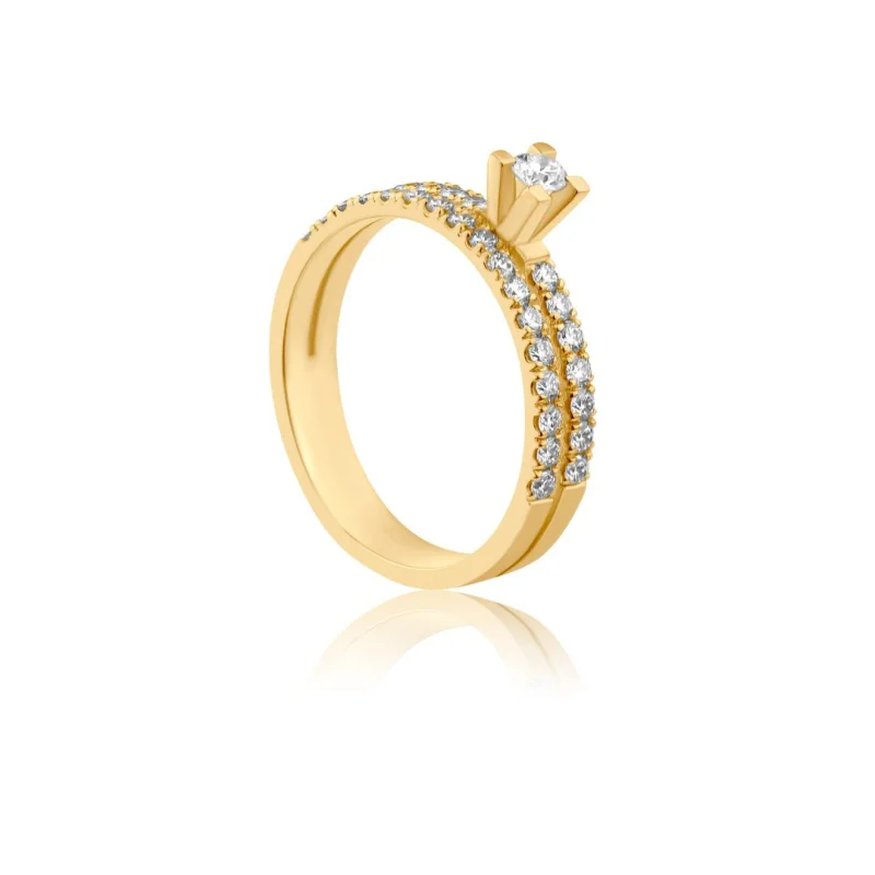 Solitaire & Alliance Excellence Or jaune 750/1000 & Diamants