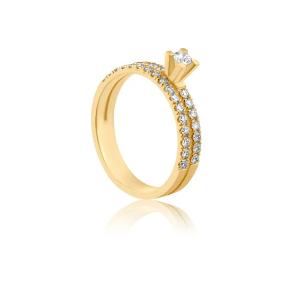 Solitaire & Alliance Excellence Or jaune 750/1000 & Diamants