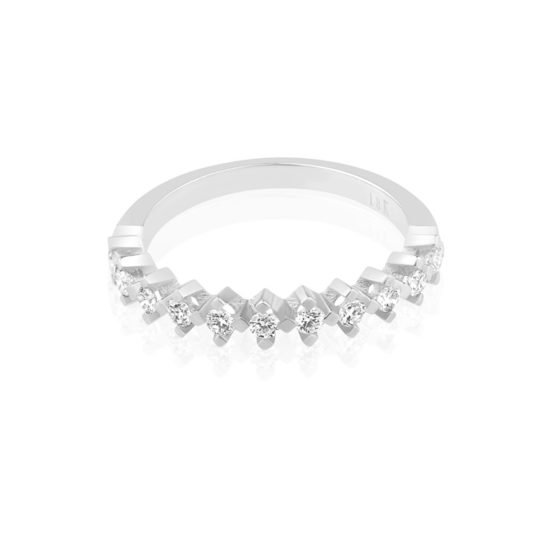 DEMI ALLIANCE EXCELLENCE OR GRIS 750/1000 & DIAMANTS