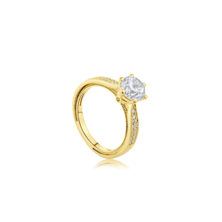 Bague solitaire et demi alliance Excellence Plaqué Or 18k... 2