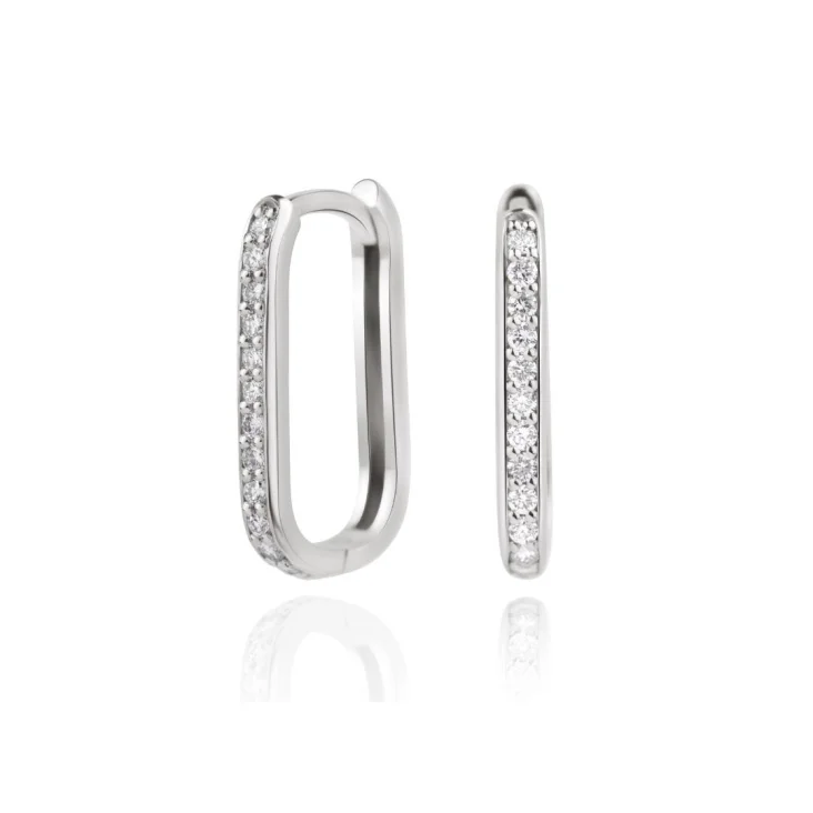 Créoles ovale Excellence Or gris 750/1000 & Diamants