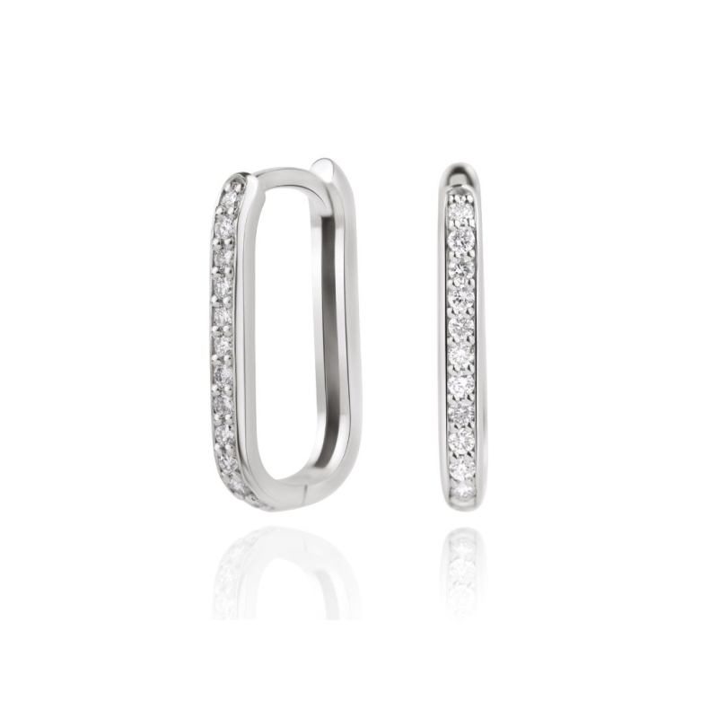 Créoles ovale Excellence Or gris 750/1000 & Diamants