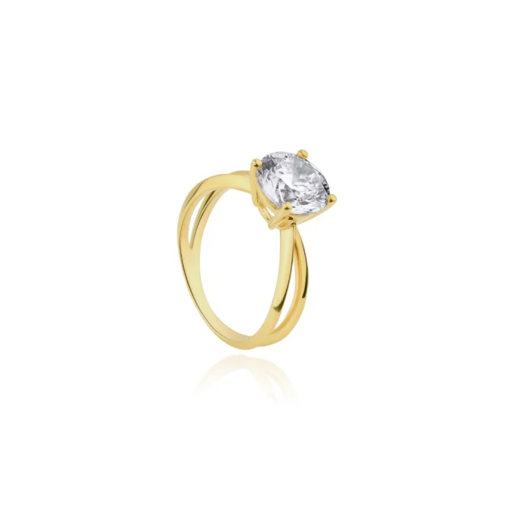 Bague solitaire Excellence Plaqué Or 18k 3Mic 2