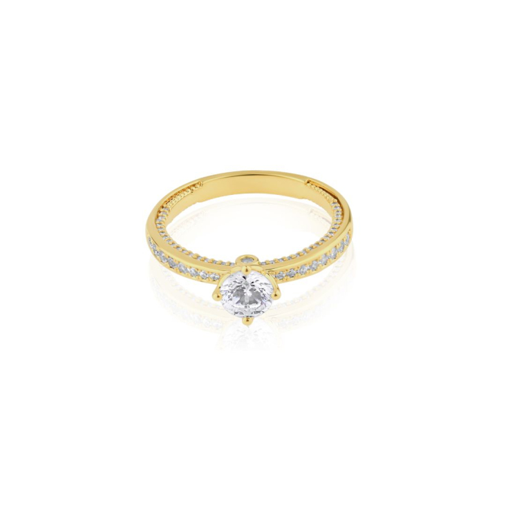 Bague solitaire et demi alliance Excellence Plaqué Or 18k...