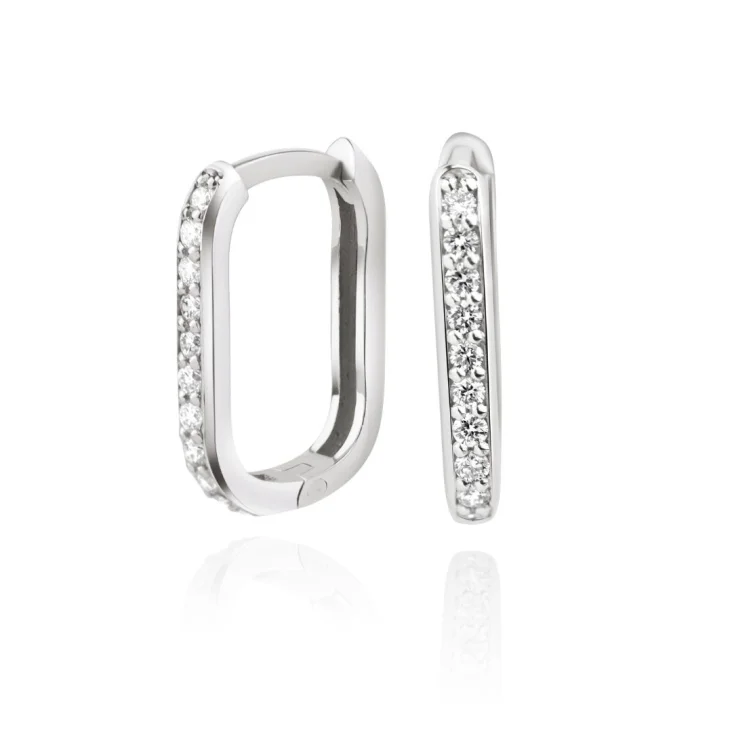 Créoles ovale Excellence Or gris 750/1000 & Diamants