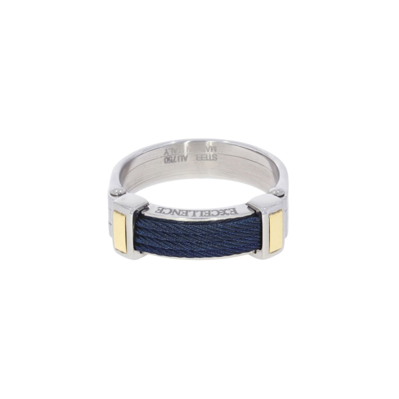 Bague Excellence Acier 316L & motifs Or 18K