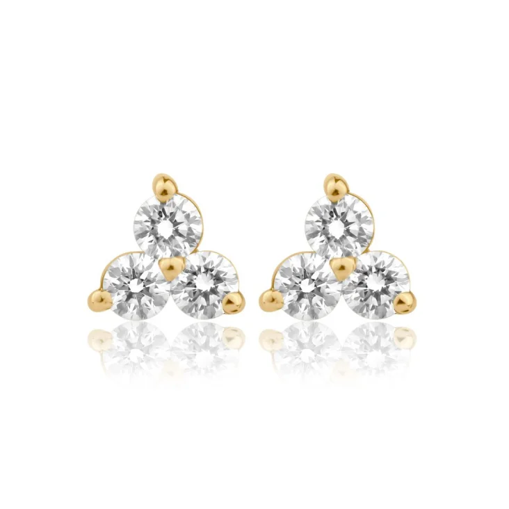 PUCES D'OREILLES TRÈFLE EXCELLENCE OR JAUNE 750/1000 & DIAMANTS