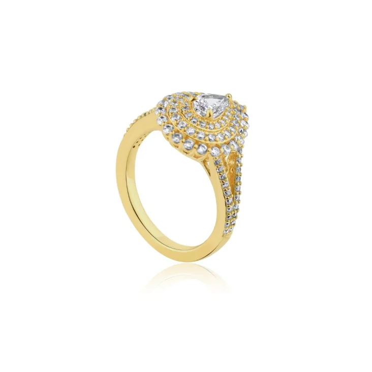Bague poire Excellence Plaqué Or 18k sertie de zirconiums 2