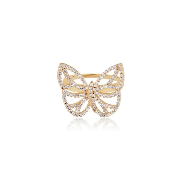 Bague Papillon Excellence Plaqué Or 18K 3Mic