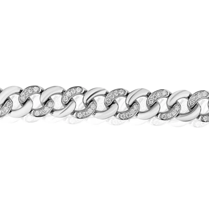 Gourmette Excellence Or gris 750/1000 & Diamants 2
