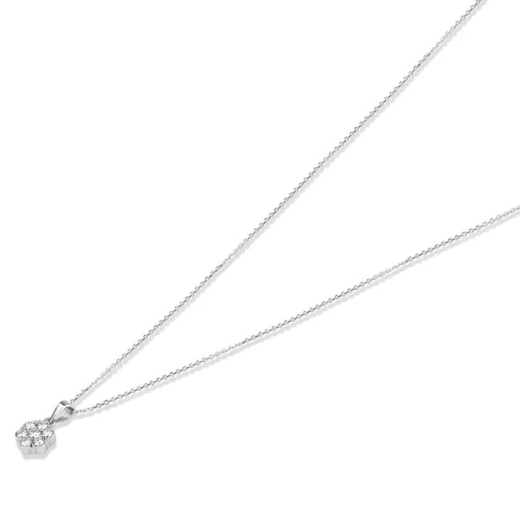 Pendentif marguerite Or gris 750/1000 & Diamants 2