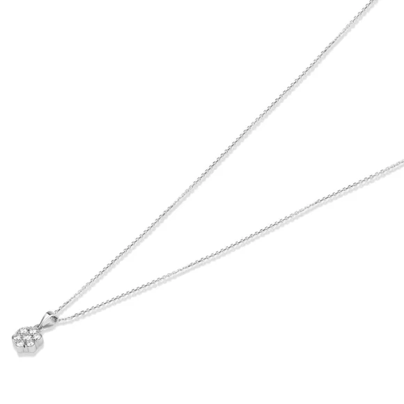 Pendentif marguerite Or gris 750/1000 & Diamants