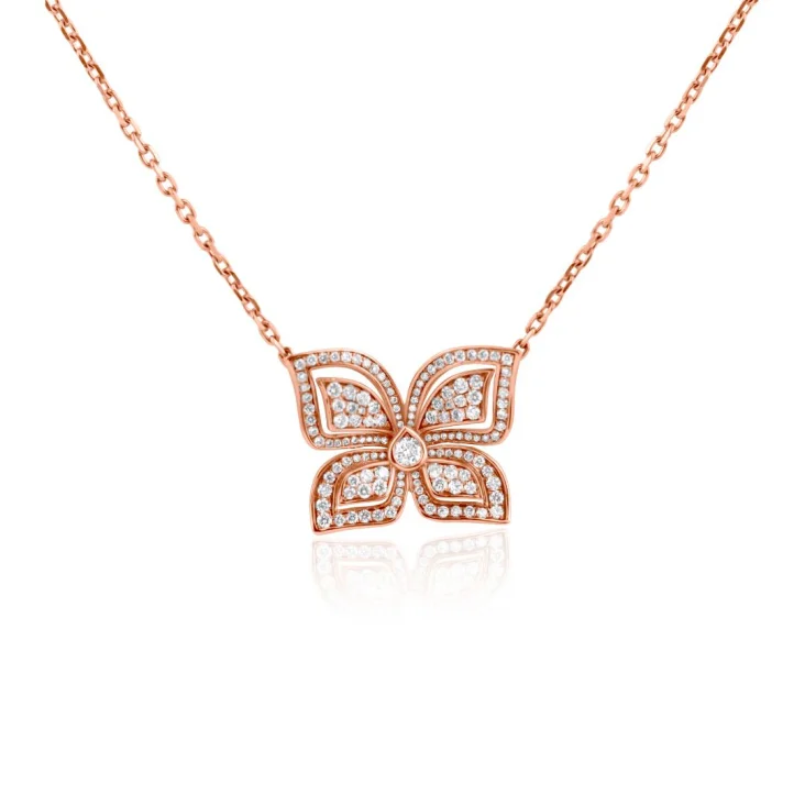 Collier papillon Excellence Or rose 750/1000 & Diamants