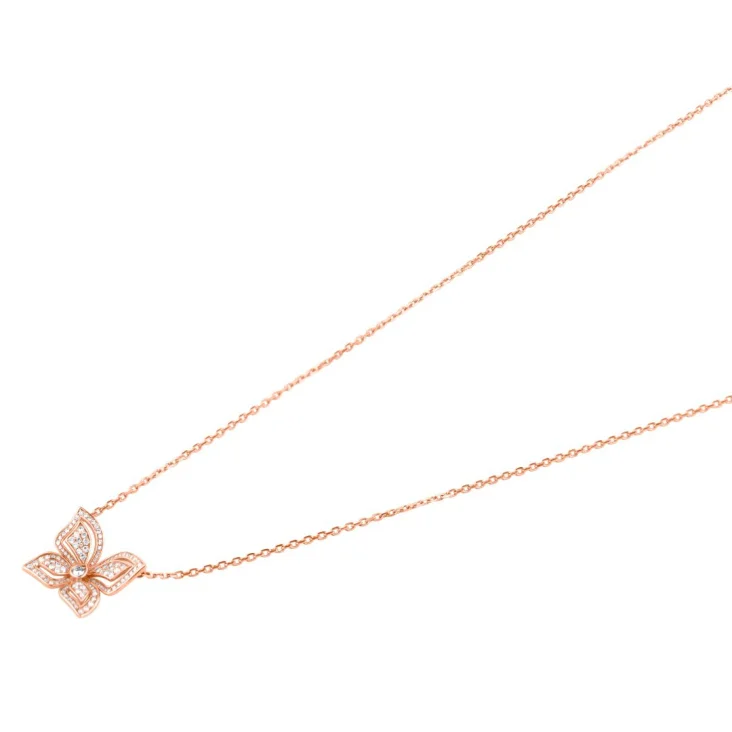 Collier papillon Excellence Or rose 750/1000 & Diamants 2