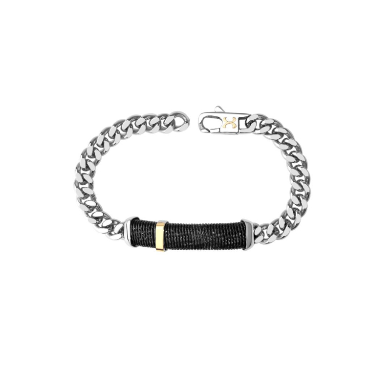 Gourmette Identité Excellence Acier 316L & Or 750/1000 - Small